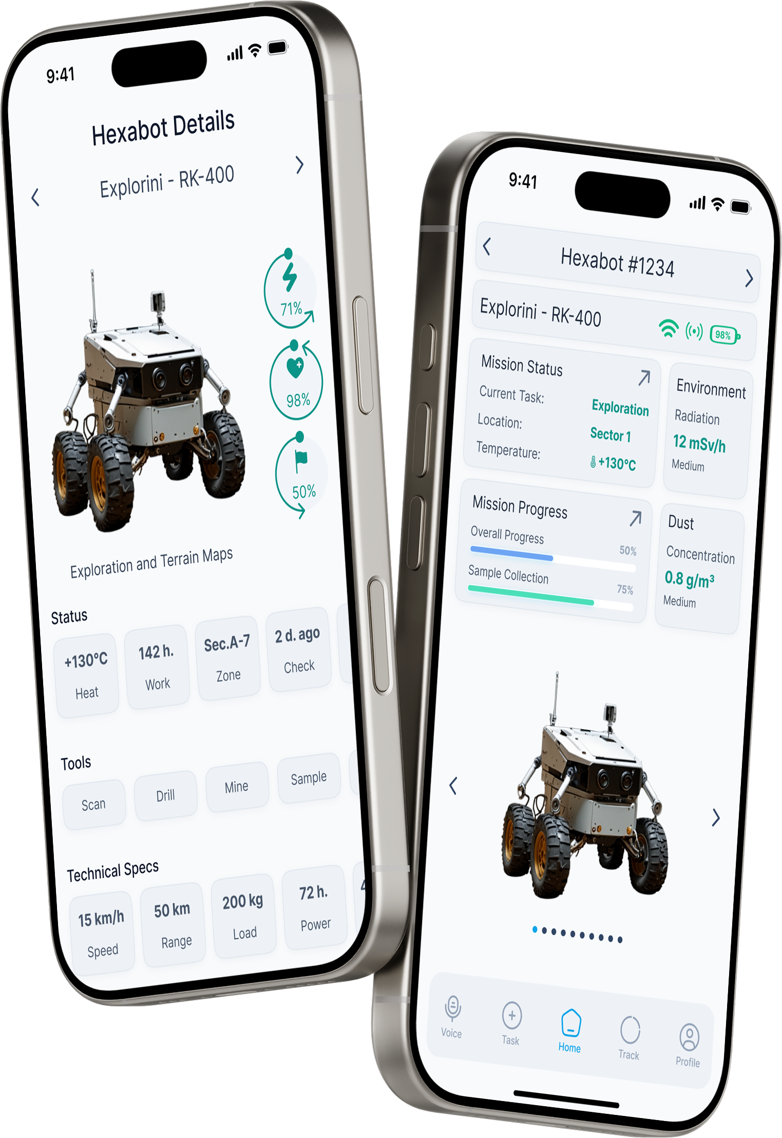 Hexabot app mockups
